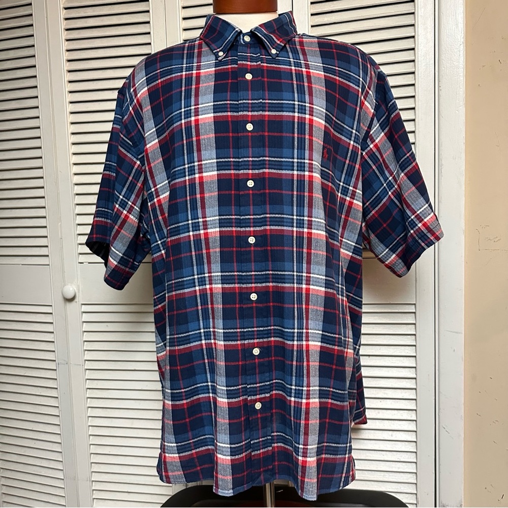 Ralph Lauren Size 2X Big Short Sleeve Button Down Plaid